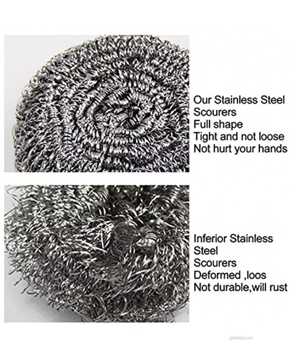 6 Pack Extra Large Stainless Steel Scourers Sponges Scrubbers,Metal Scouring Pads Tackling for Tough Cleaning Jobs