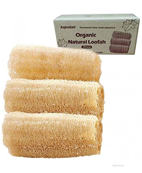Azproduct Natural Loofah Kitchen Sponge Eco Friendly Scrub Luffa Sponge Large Diameter Biodegradable sponges for Cleaning &Dishwashing Kitchen3packs