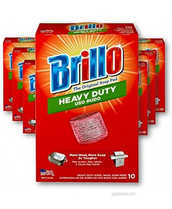 Brillo | Heavy Duty | Steel Wool Soap Pads | 2X Tougher | Original Scent Red | 6 Pack 10ct