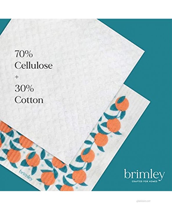 Brimley Pack of 6 Reusable Swedish Dishcloths Cellulose Sponge Cloths Eco-Friendly Absorbent Dish Cloth 100% Biodegradable Orange