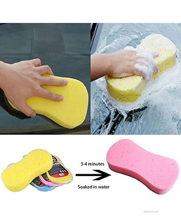 Car Wash Sponges 5pcs Mix Colors Cleaning Scrubber Handy Multi Functional Washing Sponges for Kitchen with Vacuum Compressed Packing