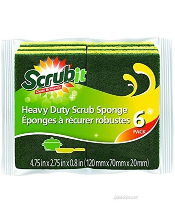Cleaning Heavy Duty Scrub Sponge by Scrub-it Scrubbing Sponges Use for Kitchen Bathroom & More -6 Pack