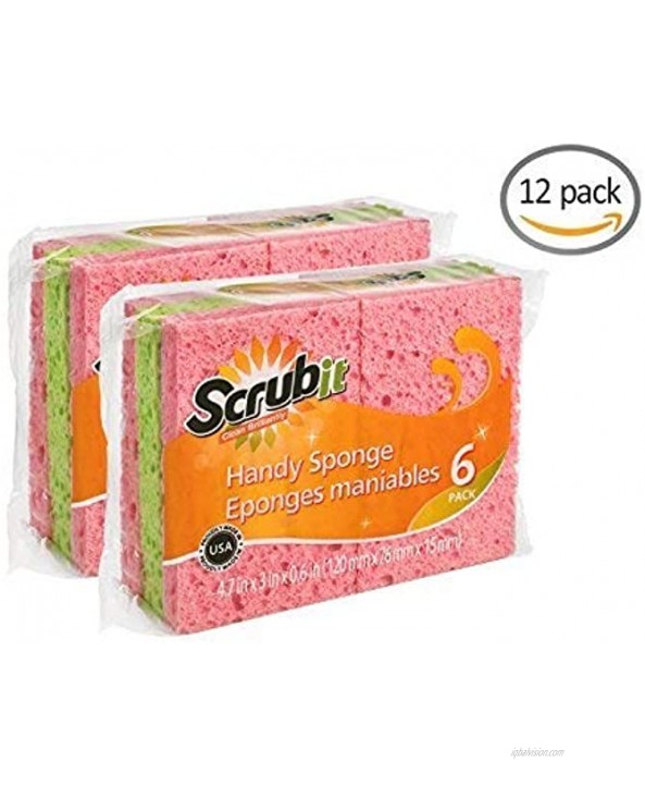 Cleaning Scrub Sponge by Scrub-it -Assorted Colors Non-Scratch Kitchen sponges – Use for Dishes Pots Pans -12 Pack Dishwashing Sponge Colors May Vary
