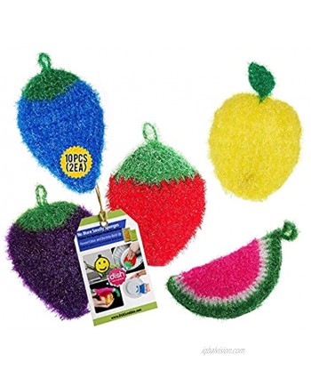 Fruit Scrubbies by Dish Scrubbie 10PK Mix – Dish Washing Scrubbers for Washing Dishes Cookware Tubs Sinks – Replacement to Mr Scrubby Sponge – Kitchen Stocking Stuffers for Women