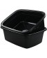 Idomy Rectangle Plastic Black Washing Basin Tub Pack of 2 18 Quart