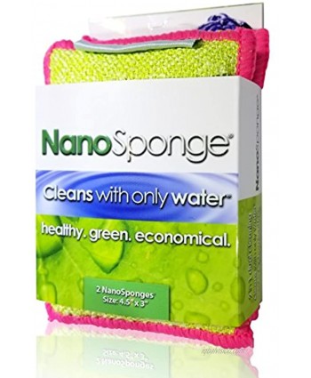 Life Miracle Nano Sponge Kitchen Cleaning Sponges. Everyday Medium Sized Heavy Duty Household Kitchen and Dish Sponge. 2 Pack. 4.5 x 3