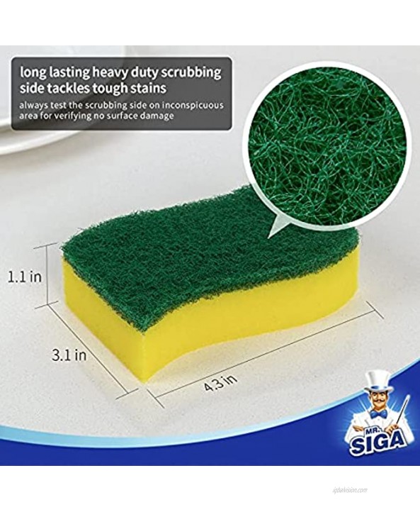MR.SIGA Heavy Duty Scrub Sponge 24 Count Size:11 x 7 x 3cm 4.3 x 2.8 x 1.2