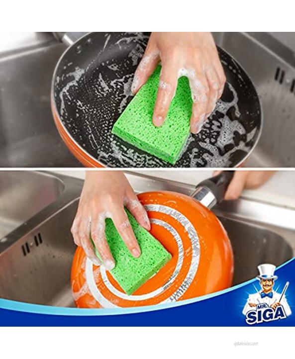 MR.SIGA Scrub Sponges Non-Scratch Sponges for Dishes Kitchen Sponge Dish Scrubber 12 Pack