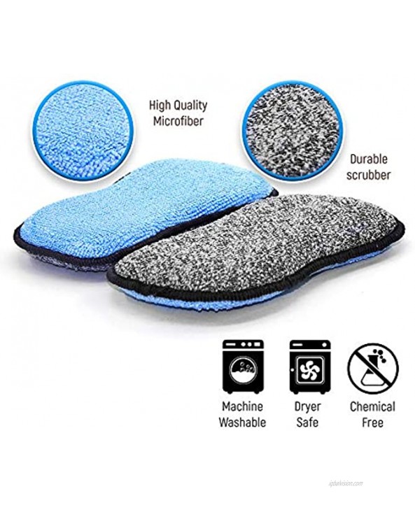 Multi-Purpose Scrub Sponges for Kitchen by Scrub- it Non-Scratch Microfiber Sponge Along with Heavy Duty Scouring Power Effortless Cleaning of Dishes Pots and Pans All at Once 6 Pack Small