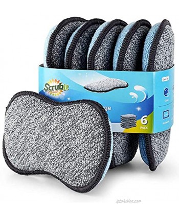 Multi-Purpose Scrub Sponges for Kitchen by Scrub- it Non-Scratch Microfiber Sponge Along with Heavy Duty Scouring Power Effortless Cleaning of Dishes Pots and Pans All at Once 6 Pack  Small