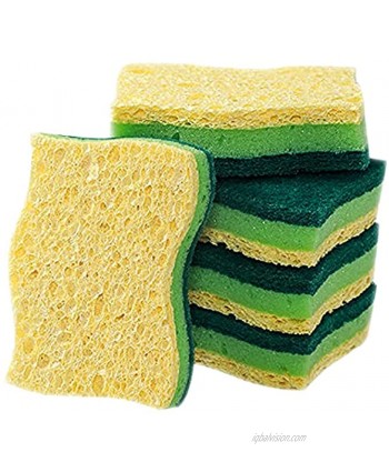 Non-Scratch Cellulose Household Kitchen Sponges for Dishes Sponge Five Packages ，Multi-UseDish Scrubber Sponge for Household，Durable No Smell ，Cleaning Sponge for Household Dishes Kitchen Bathroom