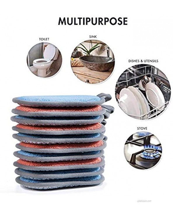 Non-Scratch Microfiber Sponges Kitchen 10 Pack Multi-Purpose Scrub Sponges for Dishes Durable Dish Scrubber with Heavy Duty Scouring Power & Effortless Cleaning