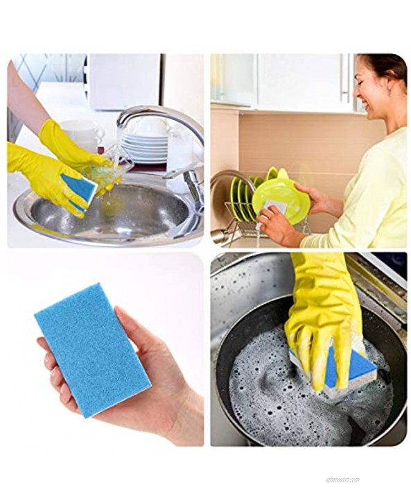 Non-Scratch Sponge Dishes Pack of 12 Plant Based Compostable Sponge with Dishwashing Dish Scrubber for Kitchen Cleaning