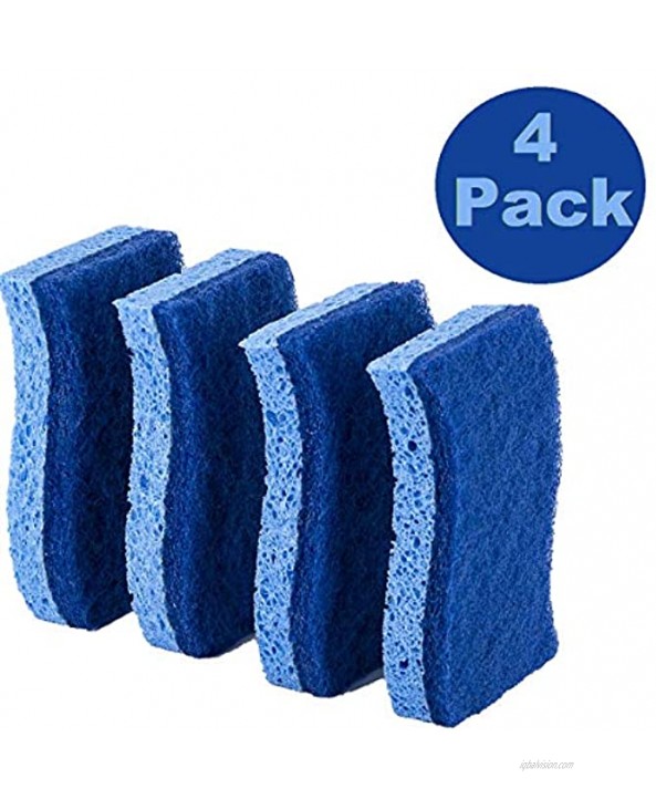 Pine-Sol Non-Scratch Scrub Sponges Dual-Sided Premium Scrubbers Safe on Nonstick Cookware 4 Pack Blue