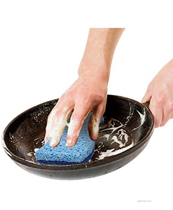 Pine-Sol Non-Scratch Scrub Sponges Dual-Sided Premium Scrubbers Safe on Nonstick Cookware 4 Pack Blue