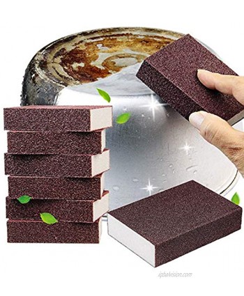 Qovydx 10Pcs Carborundum Sponge Nano Emery Sponges Pot Clean Brush Rust Eraser Grit Scouring Pads Pot Cleaning Pads with Carborundum for Quickly Cleans