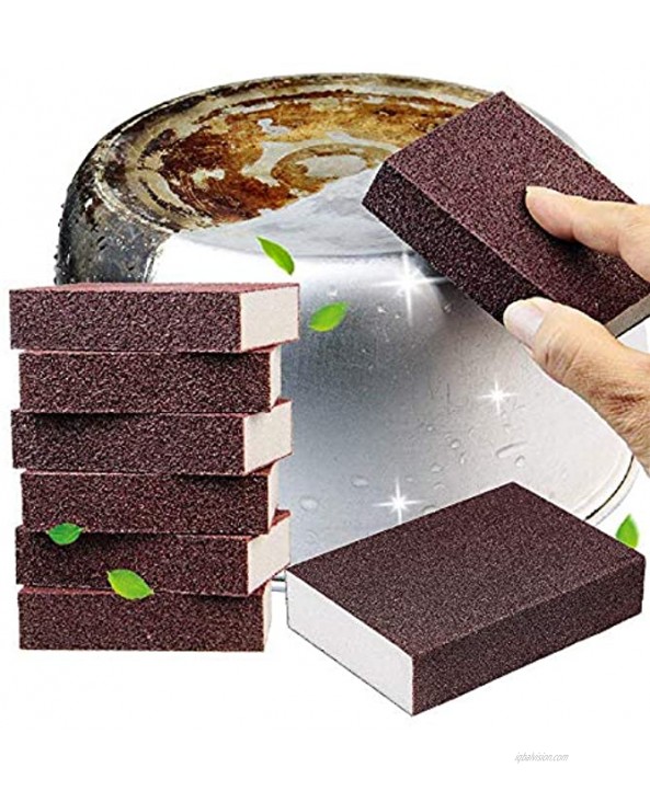 Qovydx 10Pcs Carborundum Sponge Nano Emery Sponges Pot Clean Brush Rust Eraser Grit Scouring Pads Pot Cleaning Pads with Carborundum for Quickly Cleans