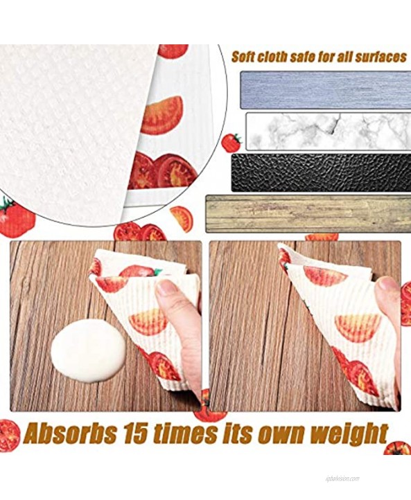 Remagr 6 Pieces Swedish Dishcloths Reusable Sponge Cleaning Cloths Fruit Vegetable Kitchen Cloths Absorbent Dish Cloth No Odor Hand Towel for Kitchen Cleaning 6 Styles