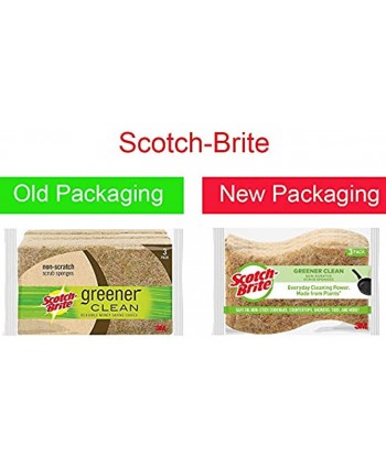 Scotch-Brite Greener Clean Natural Fiber Non-Scratch Scrub Sponge Made from 100% Plant-Based Fibers 3-Sponges 3 Pack
