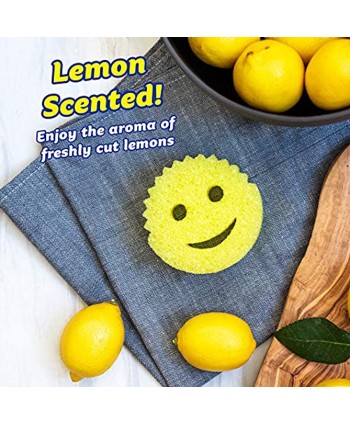 Scrub Daddy Sponge Lemon Fresh Scent Scratch-Free Scrubber for Dishes and Home Odor Resistant Soft in Warm Water Firm in Cold Deep Cleaning Dishwasher Safe Multi-use 1ct Pack of 2