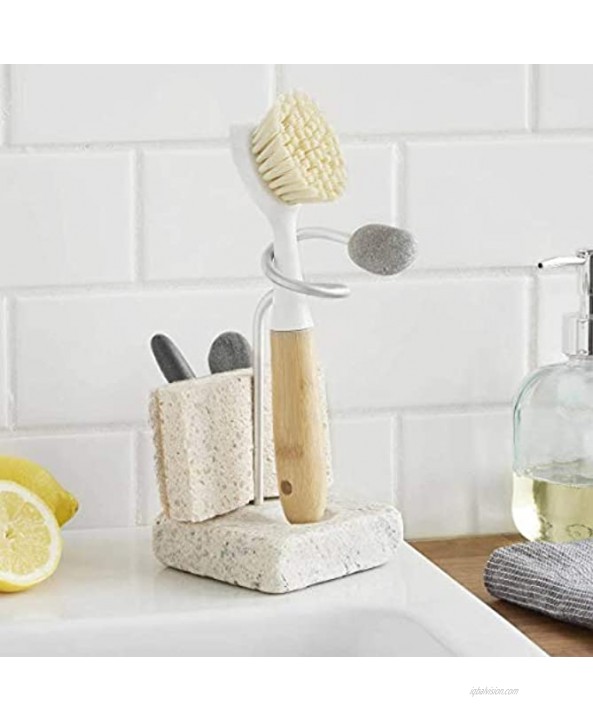 Sea Stones Splash Sponge and Brush Holder Easy to Use One-Handed Grab Modern Compact Kitchen Design Made in USA