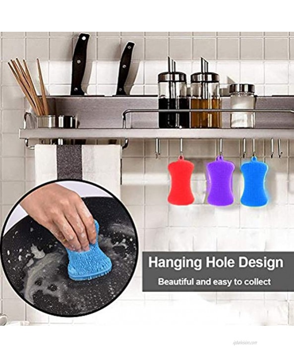 Silicone Sponge Dish Sponge Cleaning Sponges，Scrubber for Dishes Fruit Vegetable Scrubber Silicone Sponges for Kitchen Gadgets Brush Accessories.Kitchen Sponges Kitchen Dishes Silicone Scrubber 3 Pcs