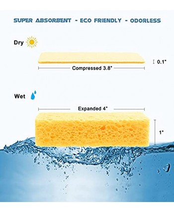 SILUKER Non-Scratch Cleaning Scrub Sponges 6 Compressed Natural Cellulose Sponges Dishwashing Sponge Safely Cleans All Surfaces in Kitchen and Bathroom
