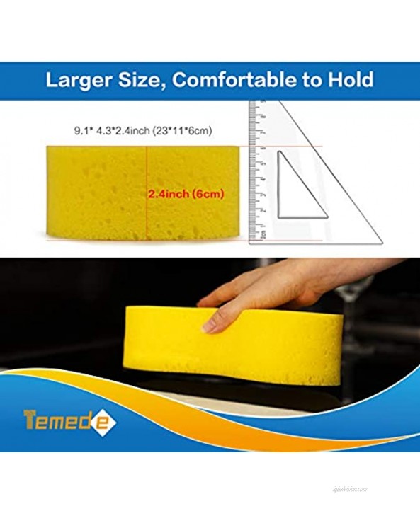 Temede Car Wash Sponge Large All Purpose Sponges for Cleaning 2.4in Thick Foam Scrubber Kit Sponges for Dishes Tile Bike Boat Easy Grip Sponge for Kitchen Bathroom Household Cleaning 5pcs
