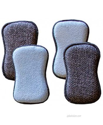 TUFF-SCRUB Microfiber Multi Surface Scrub and Wipe Sponges Dual-Sided for Scouring and Easy Household Cleaning Machine Washable Pack-4