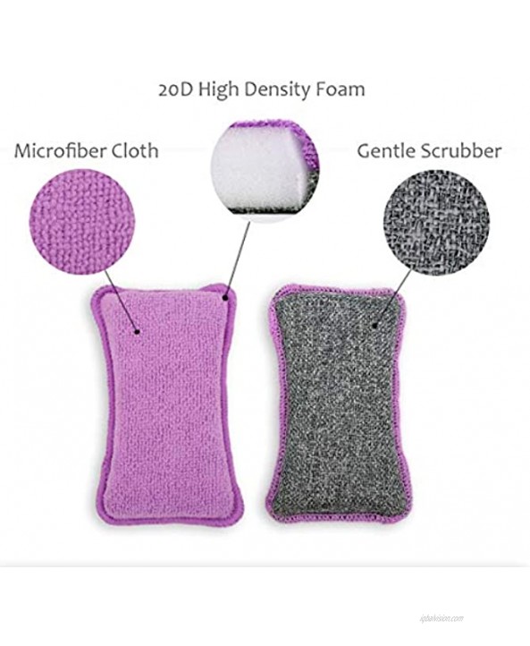 UPSTAR Microfiber Scrubber Sponge Non-Scratch Kitchen Scrubbies Dishwashing and Bathroom Sponges Size.S Pack of 8