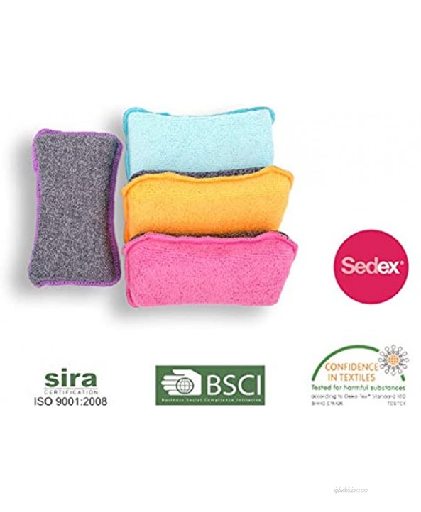 UPSTAR Microfiber Scrubber Sponge Non-Scratch Kitchen Scrubbies Dishwashing and Bathroom Sponges Size.S Pack of 8