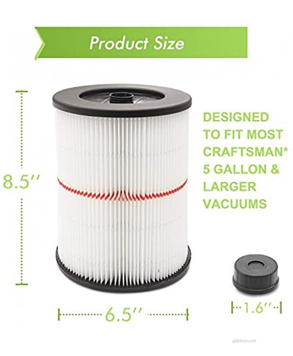 1 Pack Wet Dry Cartridge Filter Replacement for Shop-Vac Craftsman 9-17816 fit 5 Gallon & Larger Vacuum Cleaner