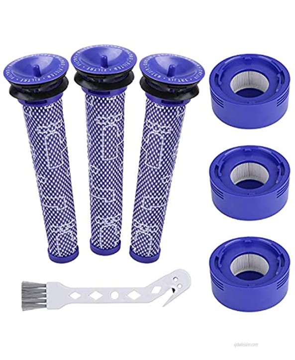 6 Pack Vacuum Filter Replacement Kit for Dyson V7 V8 Animal and V8 Absolute Cordless Vacuum,3 Post Filter 3 Pre Filter Compatible with Dyson V8+ V8 V7 Compare to Part 965661-01 967478-01