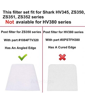 Anbytops Filters for Shark Rocket Zero-M Ultra-Light Corded Stick HV345 ZS350 ZS350C ZS351 ZS351C ZS352 Replaces Part # XPMFK320 & 1084FTV320 Include 4 Foam&Felt and 4 Post-Filters