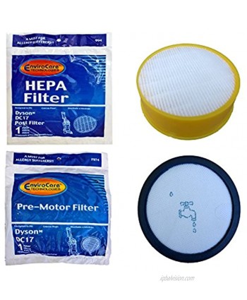 EnviroCare Premium Replacement Pre Motor and HEPA Vacuum Cleaner Filters designed to fit Dyson DC17 Machines