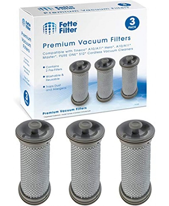 Fette Filter Premium Vacuum Pre Filter Set Compatible with Tineco A10 A11 Hero A10 A11 Master Tineco Pure ONE S12 Cordless Vacuums Pack of 3