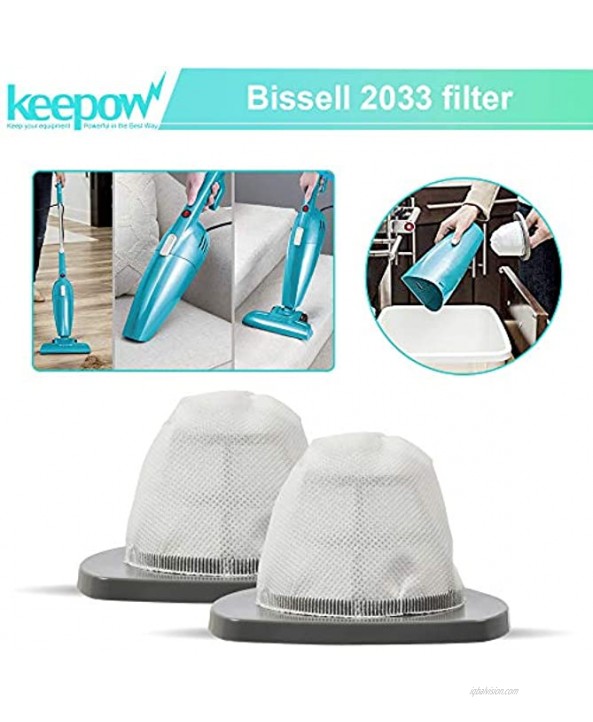 KEEPOW 2033 Vacuum Filter Compatible with Bissell Featherweight Stick Lightweight Bagless Vacuum 2033, 20331, 20333, 20336, 20339, 2033M 4-Pack