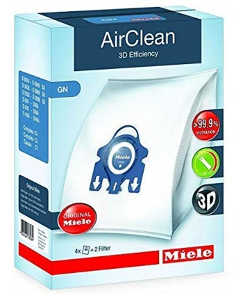 Miele GN AirClean 3D Efficiency Vacuum Cleaner Bags 2 Boxes Includes 8 Genuine Airclean GN Bags + 2 Genuine Super Air Clean Filter + 2 Genuine Pre-Motor Protection Filters