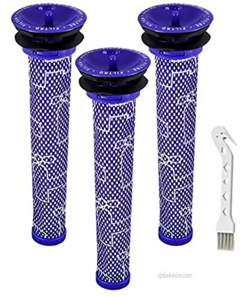 Pre Filters for Dyson V6 V7 V8 DC58 DC59 Vacuum Cleaner Replacements Part # 965661-01 3 Pack Filters and 1 Cleaning Brush