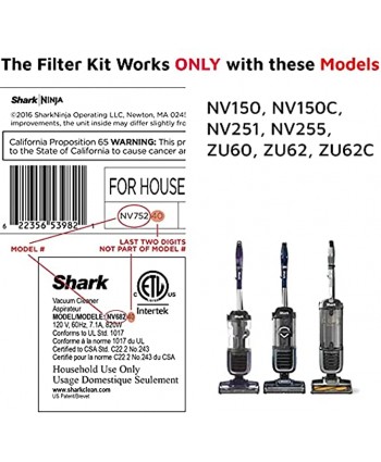 Vacuum Filters for Shark Navigator Pet Plus NV150 NV251,NV255 and Zero-M Self-Cleaning Brushroll Pet Pro ZU62,ZU62C,ZU60 Upright Vacuum Replacement Parts 1238FT60 & 1239FT60 2 HEPA +4 Sets Foam Filter