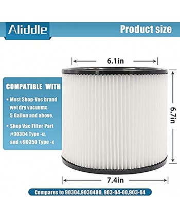 2Pack Replacement Cartridge Filter for Shop-Vac Shop Vac 90304 90350 90333,903-04-00 9030400,5 Gallon Up Wet Dry Vacuum Cleaners