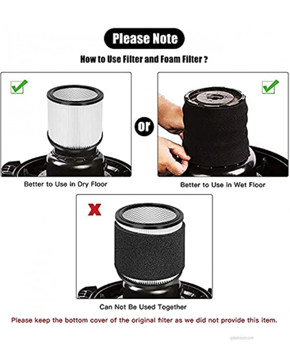 90304 Filter and 90585 Foam Sleeve for Shop-Vac 5 Gallon and Up Wet Dry Vacuum Compare to Part # 90304 90585 2+2
