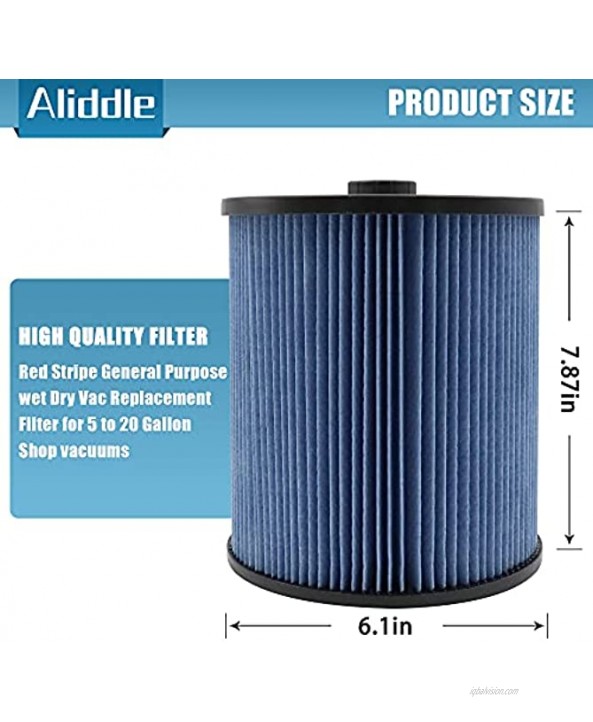 Cartridge Filter for Craftsman 17907 Shop Vacuum Fine Dust Filter,for 5 to 20 Gallon Shop Vacuums,3-Layer Pleated Paper Vacuum Filter