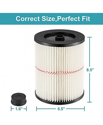 isinlive 2 Packs 9-17816 Red Stripe Vacuum Cartridge Filter Replacement Compatible with Craftsman Wet Dry Shop Vacs 5 6 8 12 16 32 Gallon & Larger