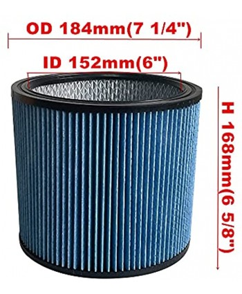 KLEAN AIR 90304 Replacement Cartridge vacuum filter 90304 90350 90333 Type U Compatible with Shop Vac Wet  Dry Vacuum cleaners—90304 blue 1pack