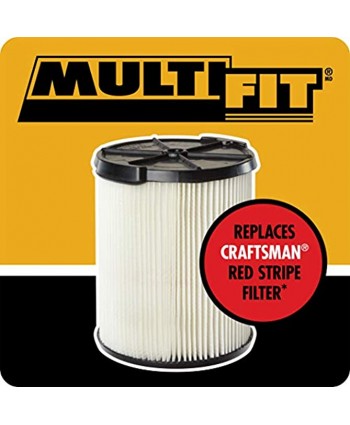 MULTI FIT Wet Dry Vac Filter VF7816 Standard Wet Dry Vacuum Filter Single Cartridge Filter Replaces Red-Stripe Filter For Select Craftsman Shop Vacuum Cleaners 5-Gallon and Larger
