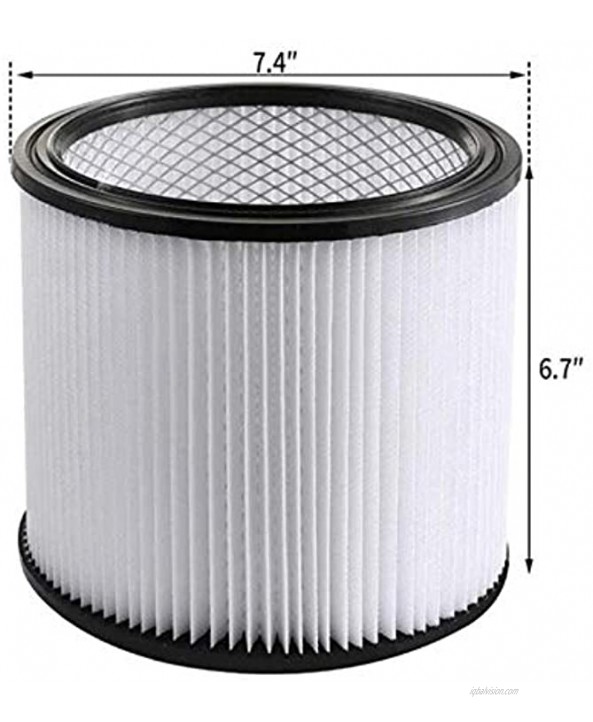 Nordun Replacement Cartridge Filter Compatible with Shop-Vac 90304 90350 90333 Filters Fits Most Wet Dry Vacuum Cleaners 5 Gallon and Above,1 Filter + 2 Foam + 1 Brush