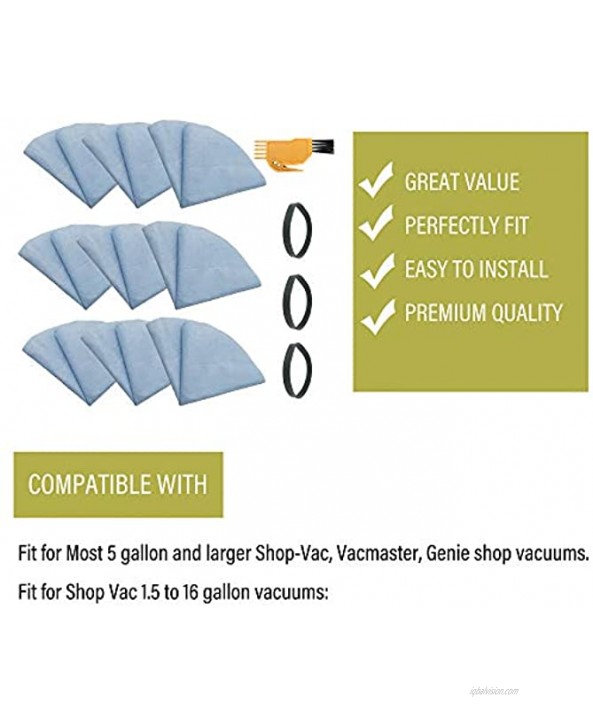 S SMILEFIL 9 Pack VF2002 Multi-Fit Reusable Dry Vac Filters for Most Shop-Vac MACS-200D SS11-450 Vacmaster Vacuums Part# 9010700 9013700