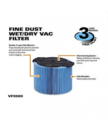VF3500 Filter replace RIDGID VF3500 3-Layer Wet Dry Vacuum Dust Filter for RIDGID WD4050 3 to 4.5 Gallon Vacuums