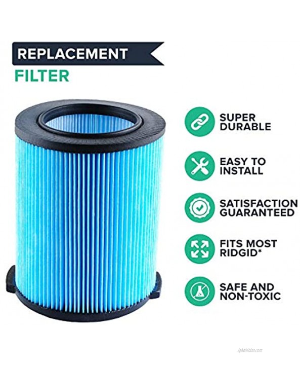 VF4000 Replacement Filter 3-Layer Pleated Paper for Ridg-id Sh-op Vac 72947 6-20 Gallon 6-9 Gal Compatible with Husky Craftsman 17816 WD1450 WD0970 WD1270 WD5500 WD0671 Vacuum Filter（Updated）